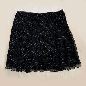 Express Y2K Black & White Polka Dot Silk Mini Skirt – Size 0
